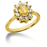 delstensring i gult guld, diamantkrans med 10st diamanter (0.4ct)