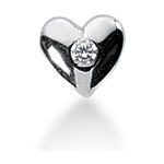 Hjärtformad symbolberlock i vitt guld med rund, briljantslipad diamant (0.03 ct.)